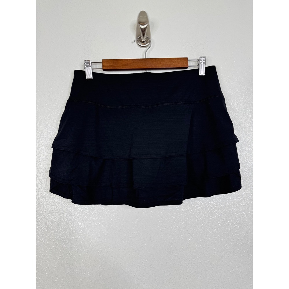 Athleta Black Ruffle Skort Layered Athletic Tennis Golf Skirt Size M 983302-01
